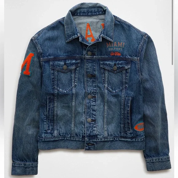 AE NFL Miami Dolphins Denim Jacket - Picture 1 of 7